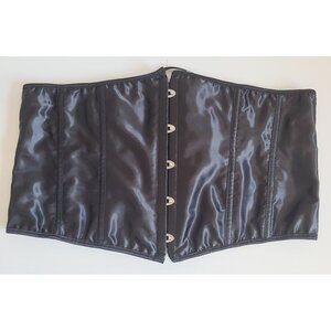 Corset Lace Up Black Satin Waist Trainer Size 5XL Hook & Eye Closure